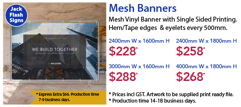 Mesh Vinyl Banner Jack Flash Signs